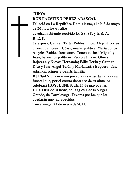 DON FAUSTINO PEREZ ABASCAL