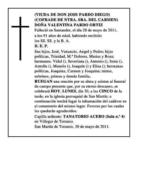 DOÑA VALENTINA PARDO ORTIZ