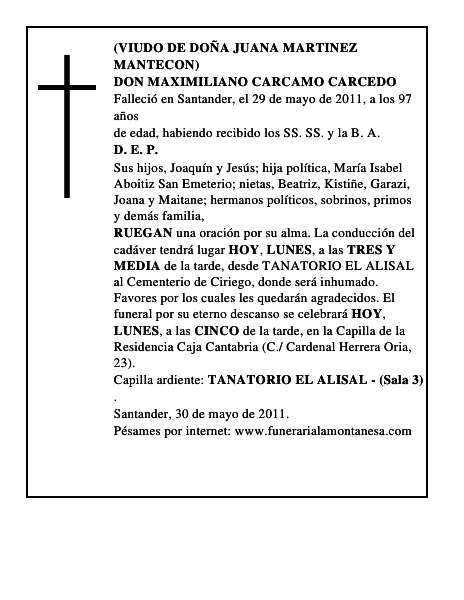 DON MAXIMILIANO CARCAMO CARCEDO