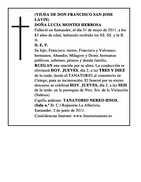 DOÑA LUCIA MONTES HERBOSA