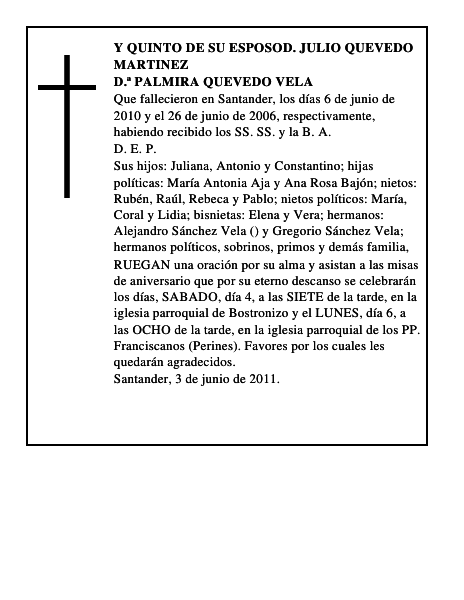 D.ª PALMIRA QUEVEDO VELA
