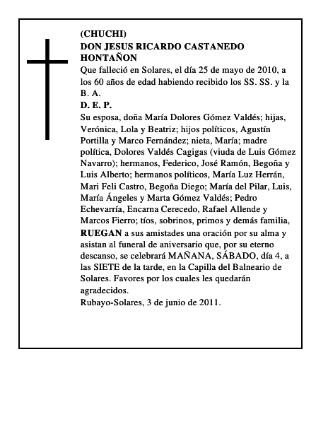 DON JESUS RICARDO CASTANEDO HONTAÑON