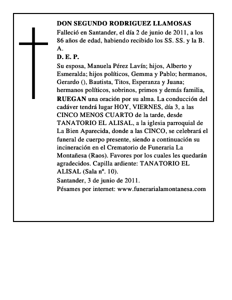 DON SEGUNDO RODRIGUEZ LLAMOSAS