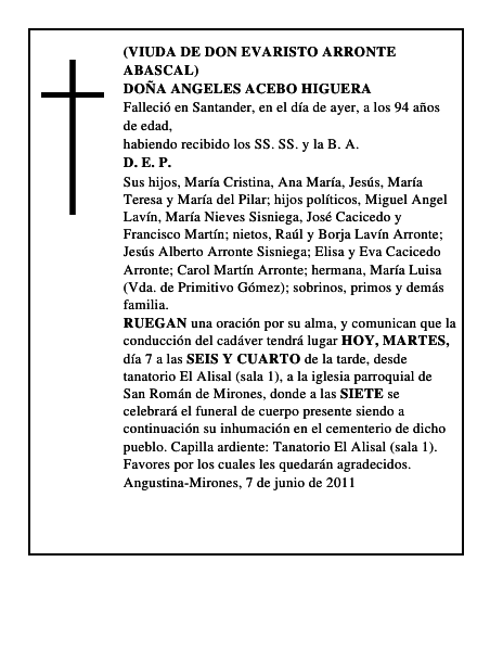 DOÑA ANGELES ACEBO HIGUERA