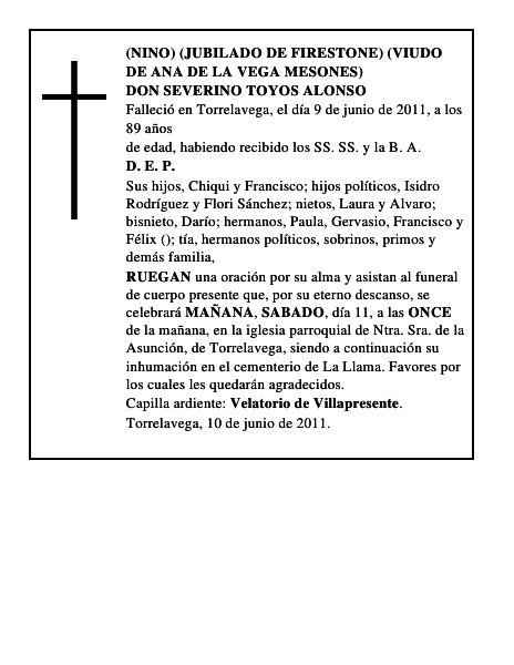 DON SEVERINO TOYOS ALONSO