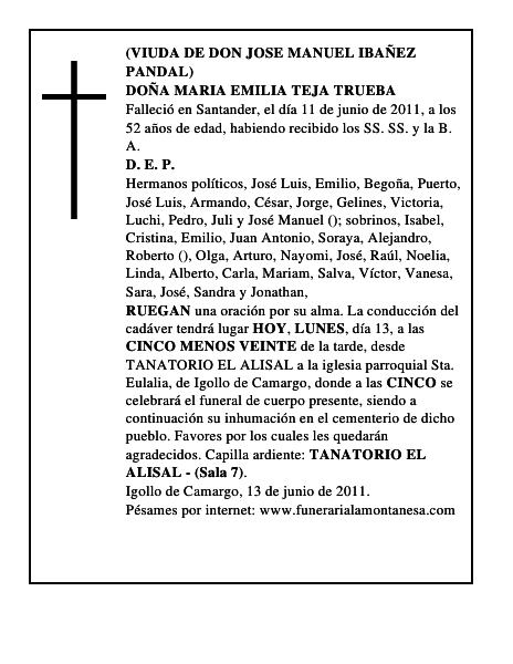 DOÑA MARIA EMILIA TEJA TRUEBA