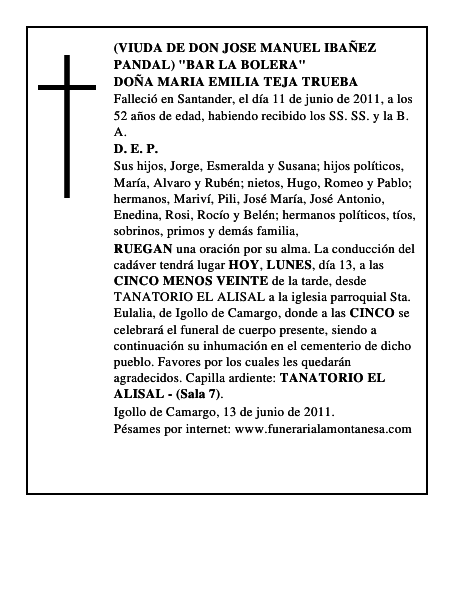 DOÑA MARIA EMILIA TEJA TRUEBA