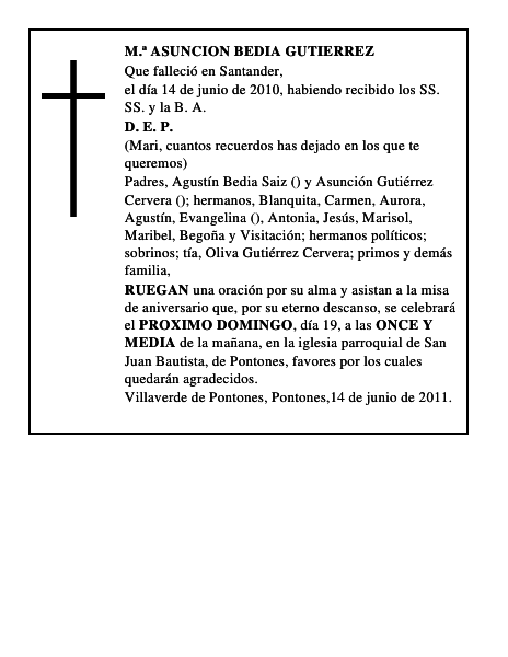 M.ª ASUNCION BEDIA GUTIERREZ