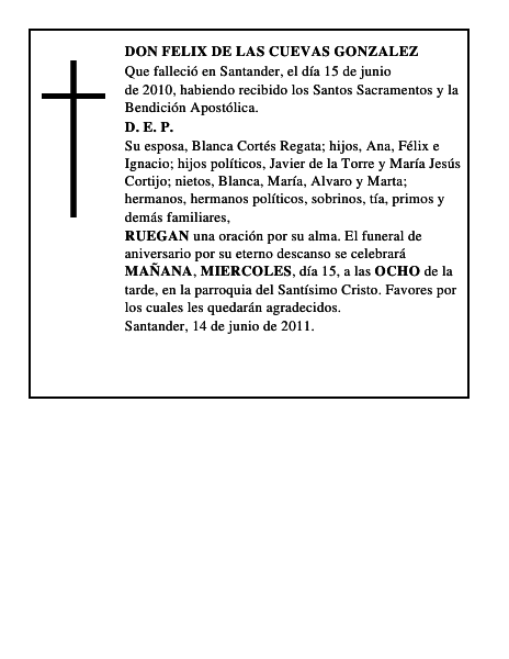 DON FELIX DE LAS CUEVAS GONZALEZ