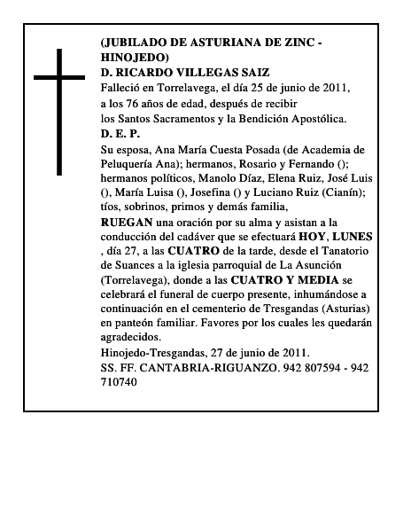 D. RICARDO VILLEGAS SAIZ