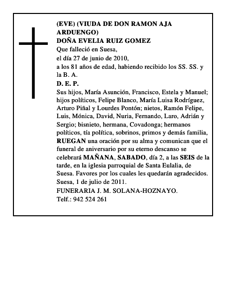 DOÑA EVELIA RUIZ GOMEZ