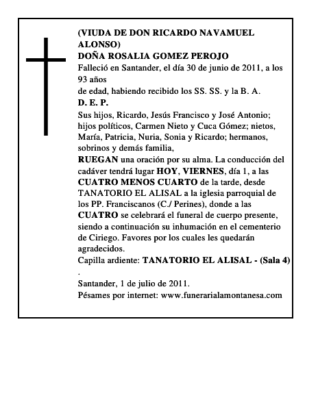 DOÑA ROSALIA GOMEZ PEROJO
