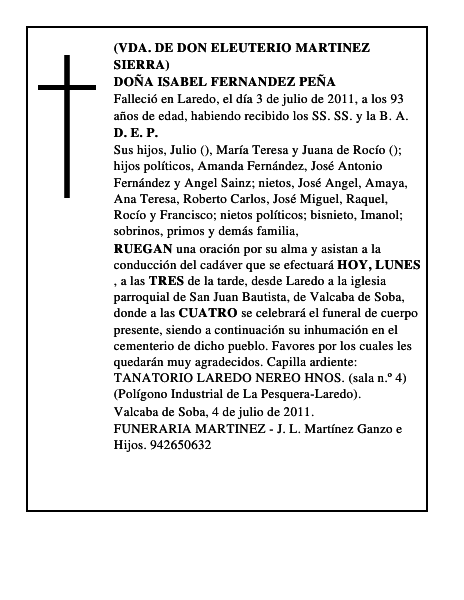 DOÑA ISABEL FERNANDEZ PEÑA