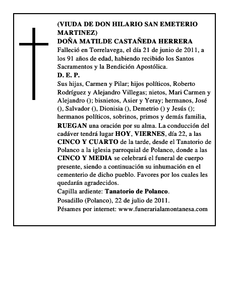 DOÑA MATILDE CASTAÑEDA HERRERA