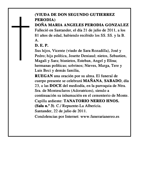 DOÑA MARIA ANGELES PERODIA GONZALEZ