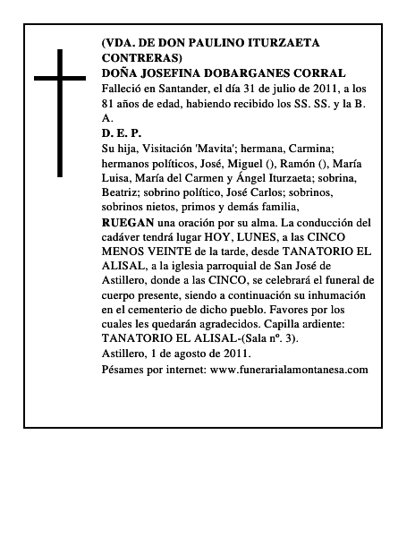 DOÑA JOSEFINA DOBARGANES CORRAL