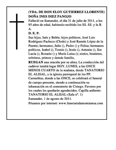 DOÑA INES DIEZ PANOJO