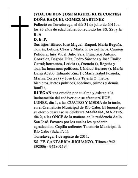 DOÑA RAQUEL GOMEZ MARTINEZ