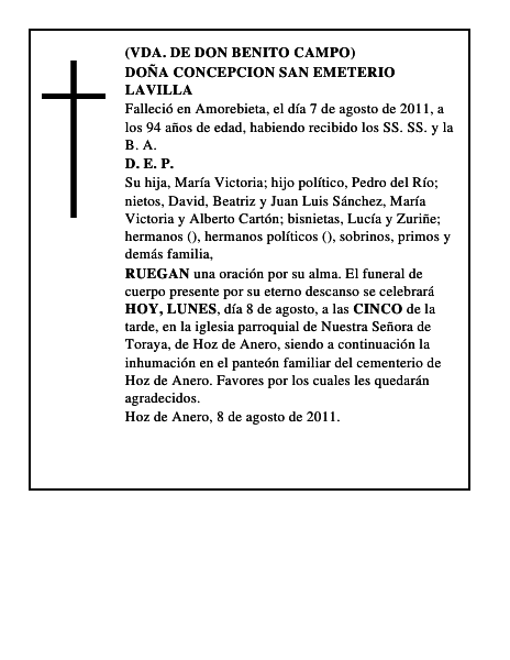 DOÑA CONCEPCION SAN EMETERIO LAVILLA