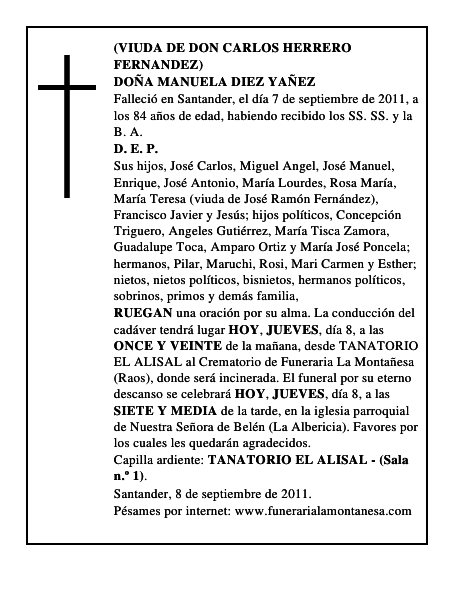 DOÑA MANUELA DIEZ YAÑEZ