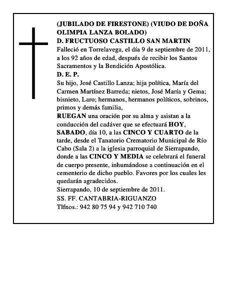 D. FRUCTUOSO CASTILLO SAN MARTIN