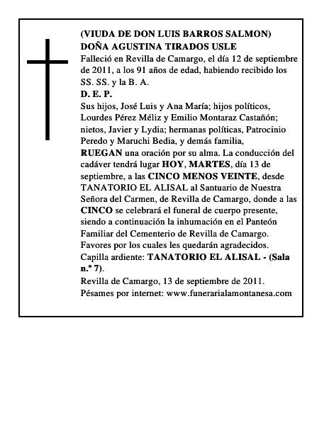 DOÑA AGUSTINA TIRADOS USLE