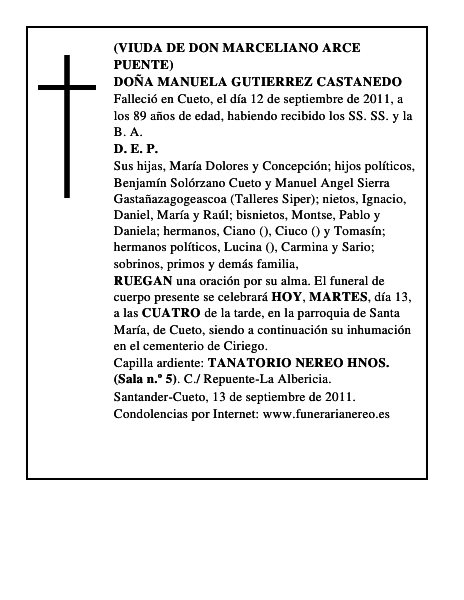 DOÑA MANUELA GUTIERREZ CASTANEDO