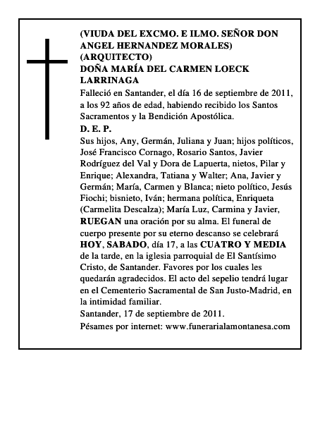 DOÑA MARÍA DEL CARMEN LOECK LARRINAGA