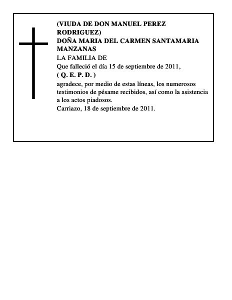 DOÑA MARIA DEL CARMEN SANTAMARIA MANZANAS