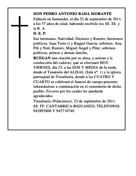 DON PEDRO ANTONIO RADA MORANTE