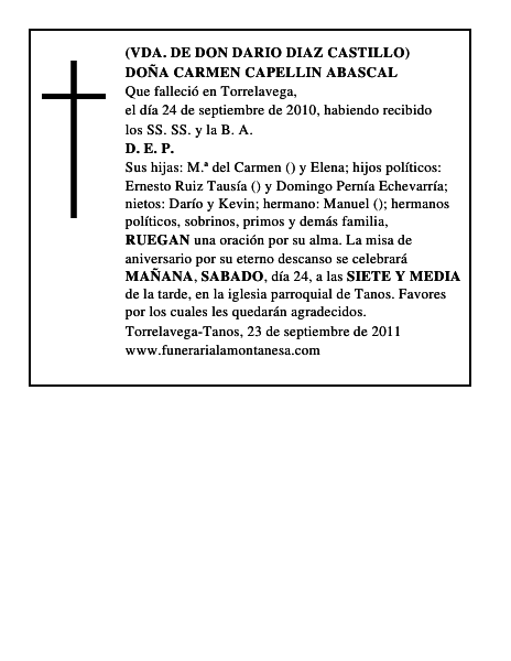 DOÑA CARMEN CAPELLIN ABASCAL