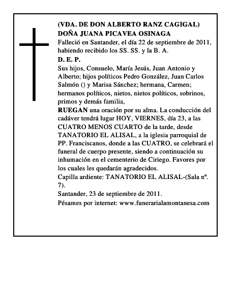 DOÑA JUANA PICAVEA OSINAGA