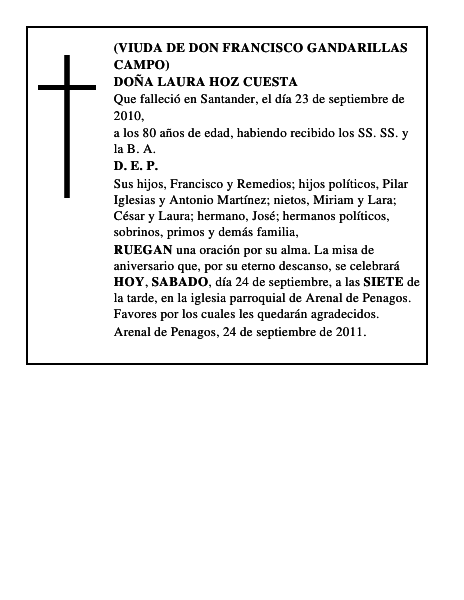 DOÑA LAURA HOZ CUESTA