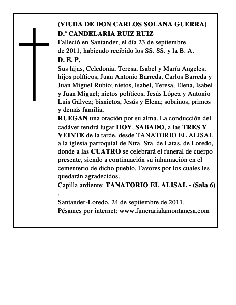 D.ª CANDELARIA RUIZ RUIZ