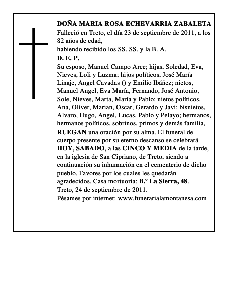 DOÑA MARIA ROSA ECHEVARRIA ZABALETA