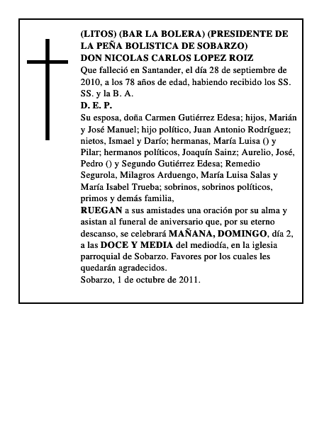 DON NICOLAS CARLOS LOPEZ ROIZ