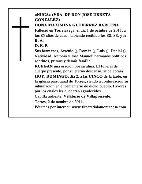 DOÑA MAXIMINA GUTIERREZ BARCENA