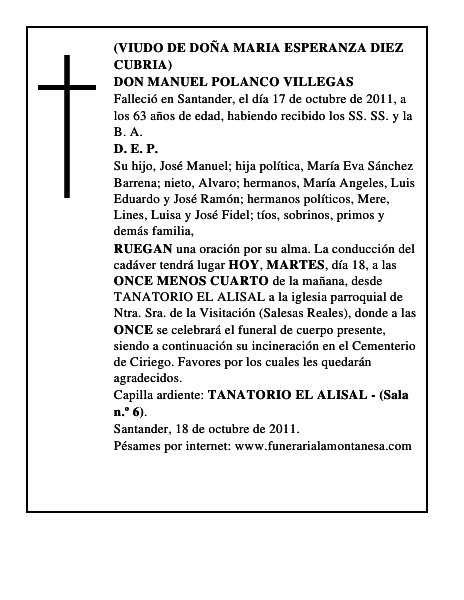 DON MANUEL POLANCO VILLEGAS