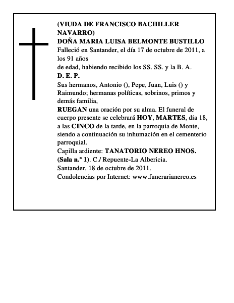 DOÑA MARIA LUISA BELMONTE BUSTILLO