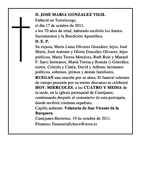 D. JOSE MARIA GONZALEZ VIGIL