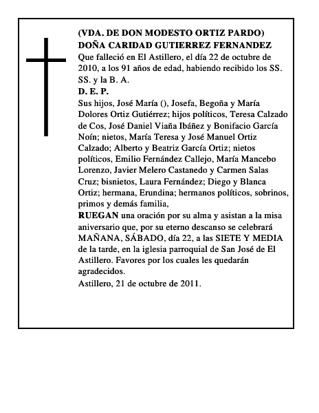 DOÑA CARIDAD GUTIERREZ FERNANDEZ
