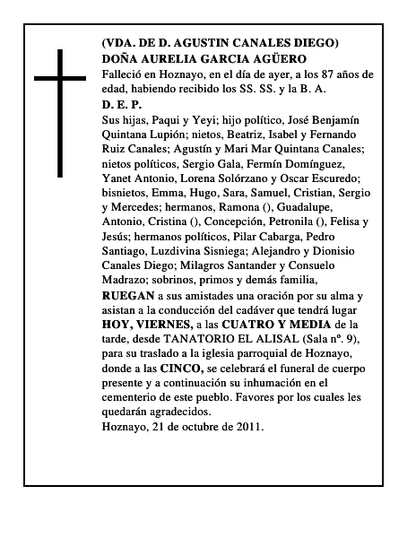 DOÑA AURELIA GARCIA AGÜERO