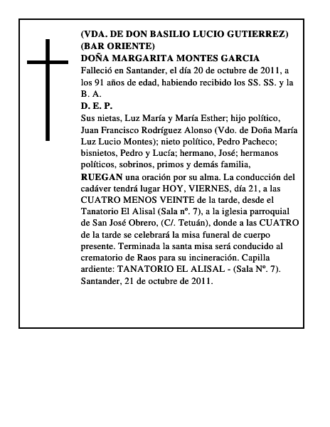 DOÑA MARGARITA MONTES GARCIA
