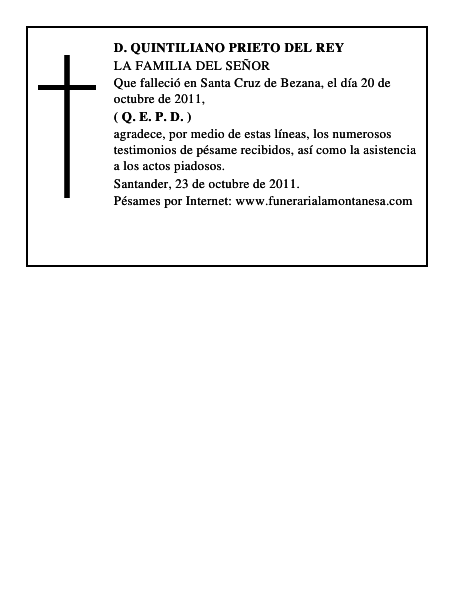 D. QUINTILIANO PRIETO DEL REY