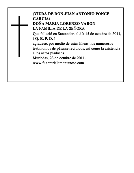 DOÑA MARIA LORENZO VARON