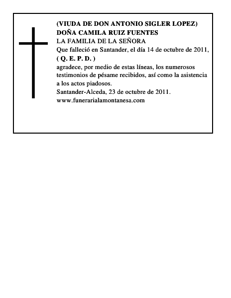 DOÑA CAMILA RUIZ FUENTES