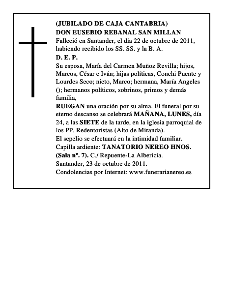 DON EUSEBIO REBANAL SAN MILLAN