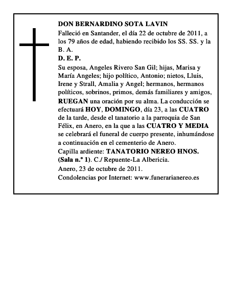 DON BERNARDINO SOTA LAVIN