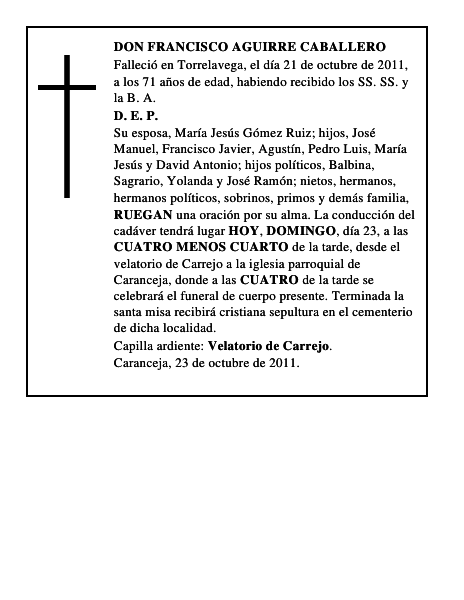 DON FRANCISCO AGUIRRE CABALLERO