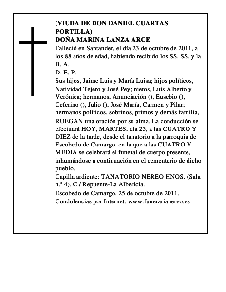 DOÑA MARINA LANZA ARCE